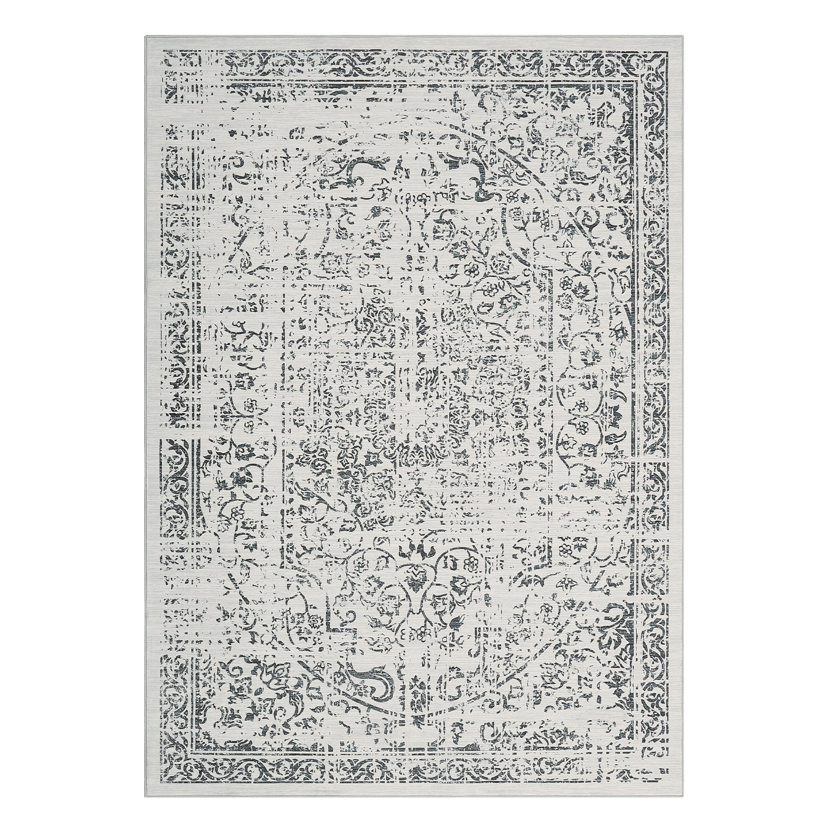 Garvee Large Grey Area Rug - Foldable Rugs for Living Room 10x13 - Stain Resistant Vintage Area Rugs 10x13 - Living Room Area Rugs 10x13 - Eco-Friendly Washable Rug