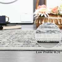 Garvee Machine Washable 9x12 Area Rugs for Living Room Vintage Rugs Non Slip Low Pile Water Resistant Soft Print Pattern Carpet for Bedroom Indoor Decor Polyester Rug Grey