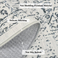Garvee Machine Washable 9x12 Area Rugs for Living Room Vintage Rugs Non Slip Low Pile Water Resistant Soft Print Pattern Carpet for Bedroom Indoor Decor Polyester Rug Grey