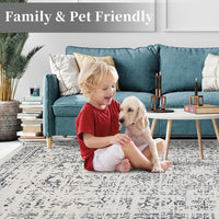 Garvee Large Grey Area Rug - Foldable Rugs for Living Room 10x13 - Stain Resistant Vintage Area Rugs 10x13 - Living Room Area Rugs 10x13 - Eco-Friendly Washable Rug