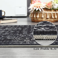 Garvee Vintage Area Rug, 4x6 Stain Resistant Carpet Non Shedding Non-Slip Soft Rug Bedroom Dining Room or Home Office, Low Pile Farmhouse Oriental Indoor Floor Carpet Black