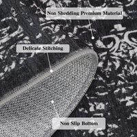 Garvee Vintage Area Rug, 4x6 Stain Resistant Carpet Non Shedding Non-Slip Soft Rug Bedroom Dining Room or Home Office, Low Pile Farmhouse Oriental Indoor Floor Carpet Black