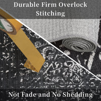 Garvee Vintage Area Rug, 4x6 Stain Resistant Carpet Non Shedding Non-Slip Soft Rug Bedroom Dining Room or Home Office, Low Pile Farmhouse Oriental Indoor Floor Carpet Black