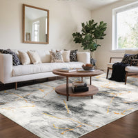 Garvee Area Rug 8x10 Large Living Room Floor Carpet, Low Pile Modern Ink Splatter Abstract Rug, Non-Slip Machine Washable Arrea Rug for Bedroom, Dining Room, Office