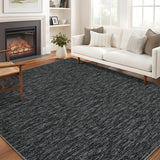 Garvee Washable Area Rug 5x7, Solid Modern Contemporary Non-Slip Bedrrom Rug Soft Ultra-Thin Indoor Floor Throw Carpet for LIving Room Office Dining Room, Black - Black
