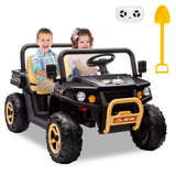Garvee Ride - P Series: 24v Ride On Dump Truck, 2 Seater Electric Ride On Car Toy for Kids, Battery Powered UTV with 4x35W Motors, Shovel, Bluetooth, Remote Control, Music, LED Lights for Boys & Girls, Black - Black