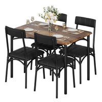 Garvee 5 Piece Dining Table Set for 4, Kitchen Table and Chairs Rectangular, Metal and Wood Dinning Room Table Furniture Set for Kitchen, Apartment, Brown
