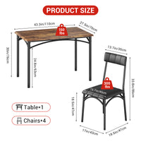 Garvee 5 Piece Dining Table Set for 4, Kitchen Table and Chairs Rectangular, Metal and Wood Dinning Room Table Furniture Set for Kitchen, Apartment, Brown