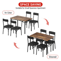 Garvee 5 Piece Dining Table Set for 4, Kitchen Table and Chairs Rectangular, Metal and Wood Dinning Room Table Furniture Set for Kitchen, Apartment, Brown