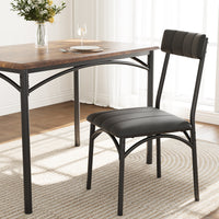 Garvee 5 Piece Dining Table Set for 4, Kitchen Table and Chairs Rectangular, Metal and Wood Dinning Room Table Furniture Set for Kitchen, Apartment, Brown