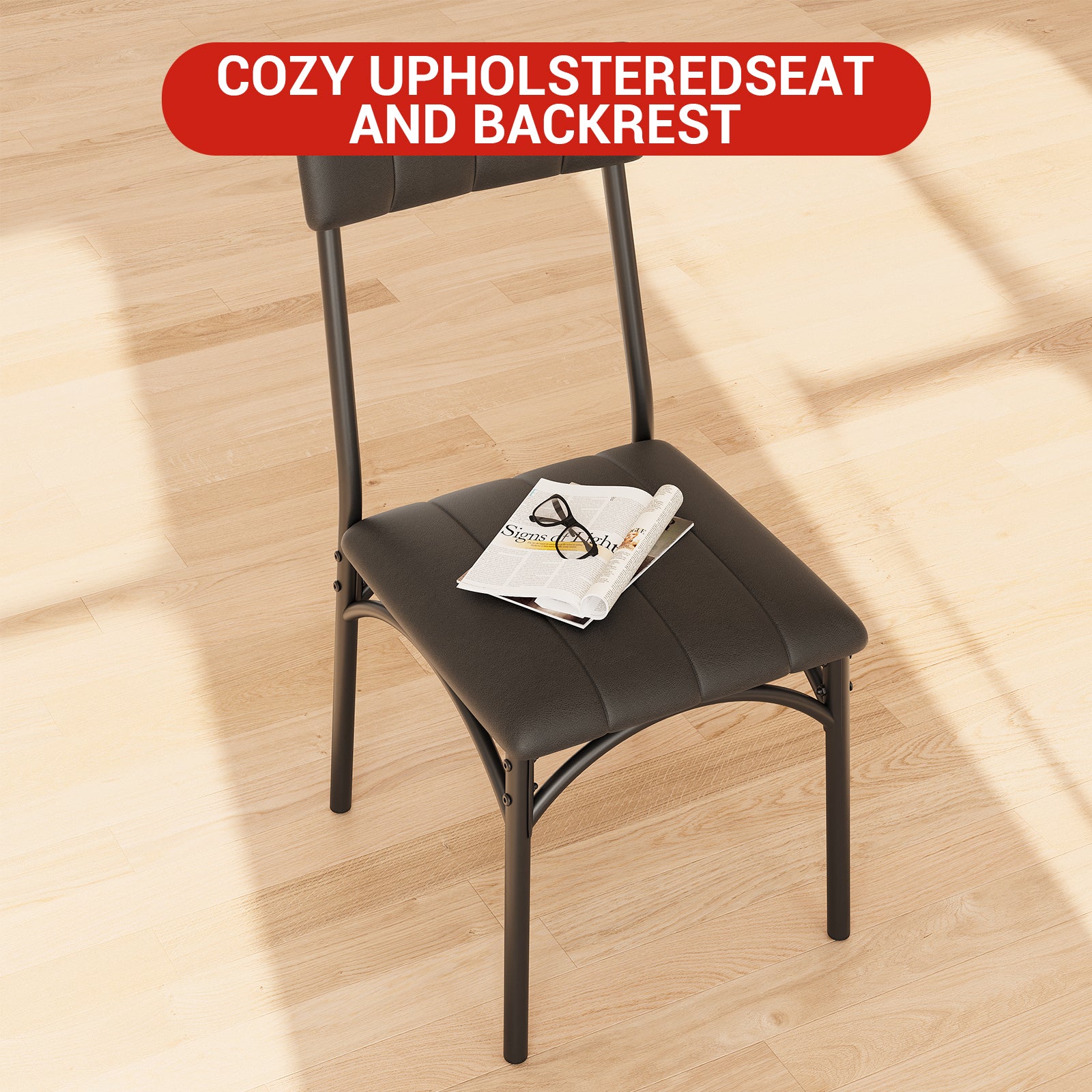 Garvee 5 Piece Dining Table Set for 4, Kitchen Table and Chairs Rectangular, Metal and Wood Dinning Room Table Furniture Set for Kitchen, Apartment, Brown