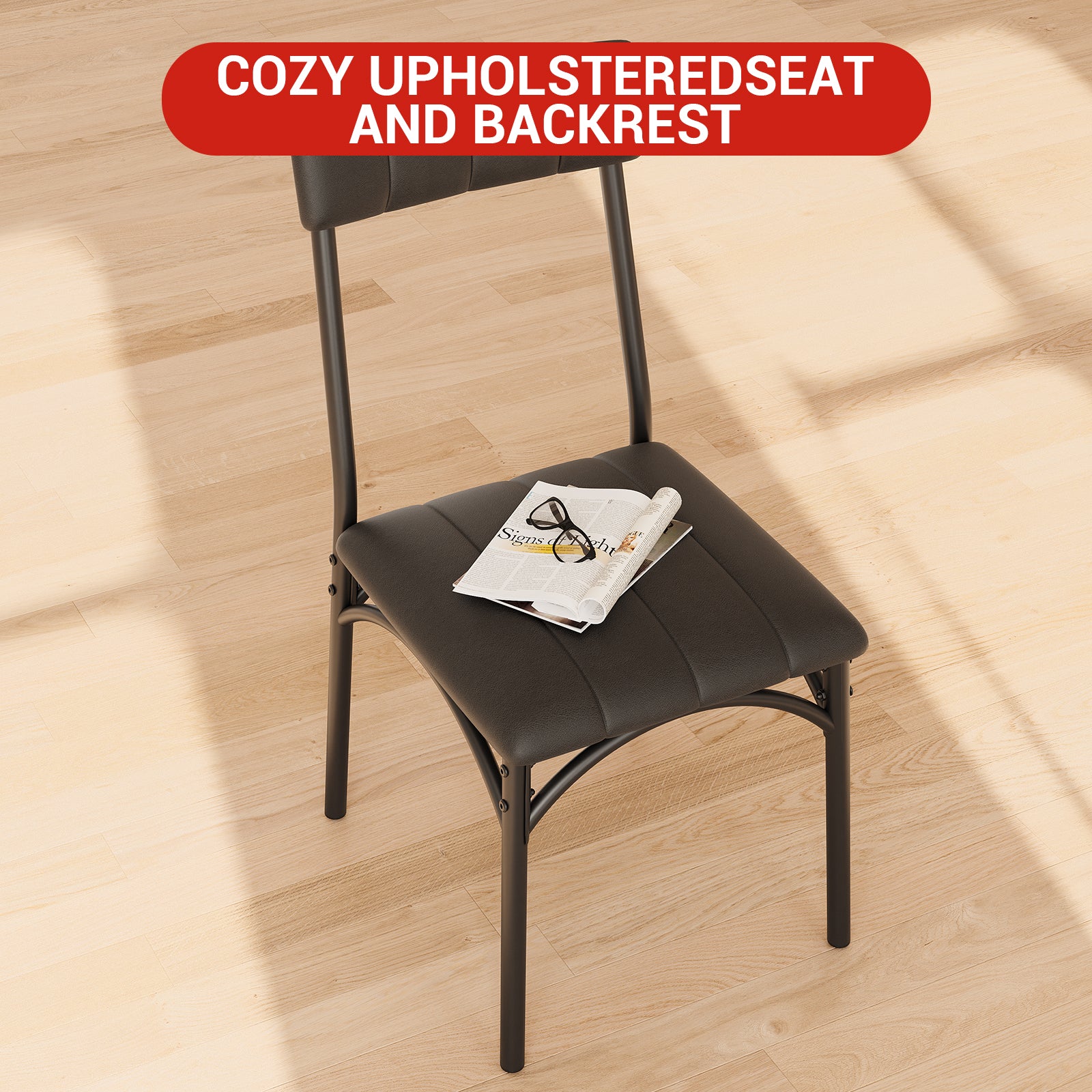 Garvee Dining Table Set for 4, Kitchen Table with 4 Upholstered Chairs, Wood Rectangular Dining Table and Chairs Set, for Small Space, Apartment, Dinner, Gray