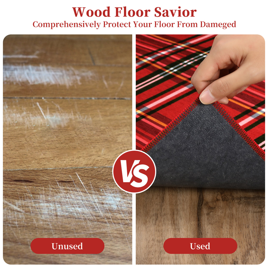 Garvee Christmas Office Chair Mats for Hardwood Floor, 36"X48" Computer Gaming Desk Chair Mat for Tile, Red Buffalo Plaid Xmas Under Desk Office Rug, Carpet Floor Protector for Rolling Chair