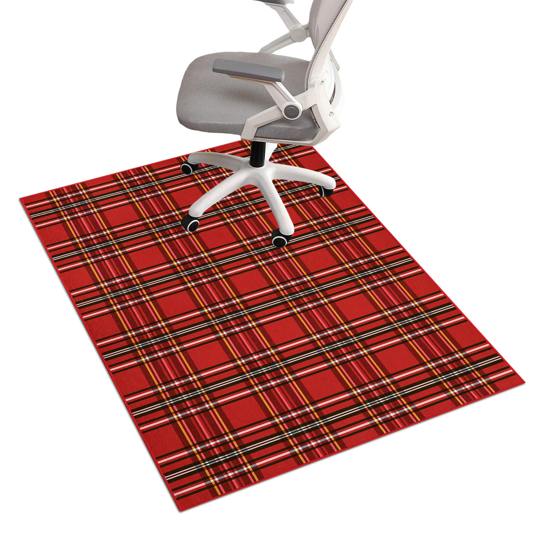 Garvee Christmas Office Chair Mats for Hardwood Floor, 48"X60" Computer Gaming Desk Chair Mat for Tile, Red Buffalo Plaid Xmas Under Desk Office Rug, Carpet Floor Protector for Rolling Chair