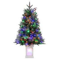 Garvee 3ft Christmas Tree with 78 Multicolor Led Lights, Pre-Lit Artificial Christmas Trees, Snow Flocked, 8 Lighting Modes, Battery Operated, Christmas Decoration for Home, Lighting Potted Base