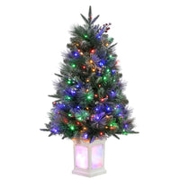Garvee 3ft Christmas Tree with 78 Multicolor Led Lights, Pre-Lit Artificial Christmas Trees, Snow Flocked, 8 Lighting Modes, Battery Operated, Christmas Decoration for Home, Lighting Potted Base