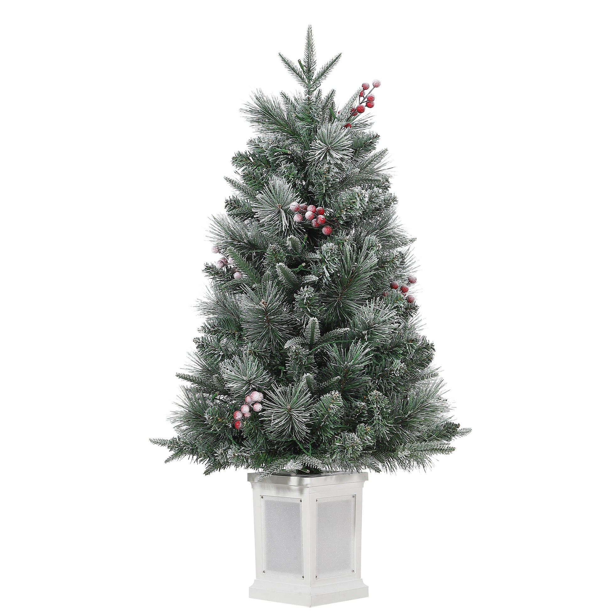 Garvee 3ft Christmas Tree with 78 Multicolor Led Lights, Pre-Lit Artificial Christmas Trees, Snow Flocked, 8 Lighting Modes, Battery Operated, Christmas Decoration for Home, Lighting Potted Base
