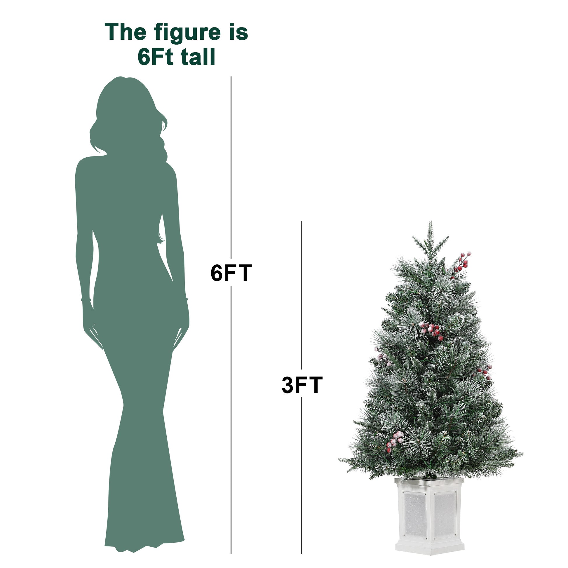 Garvee 3ft Christmas Tree with 78 Multicolor Led Lights, Pre-Lit Artificial Christmas Trees, Snow Flocked, 8 Lighting Modes, Battery Operated, Christmas Decoration for Home, Lighting Potted Base