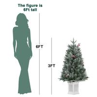 Garvee 3ft Christmas Tree with 78 Multicolor Led Lights, Pre-Lit Artificial Christmas Trees, Snow Flocked, 8 Lighting Modes, Battery Operated, Christmas Decoration for Home, Lighting Potted Base