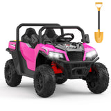 Garvee Ride - P Series: 24V Ride On Dump Truck for Big Kids, 4x4 Electric Car with Remote Control, Shovel, Bluetooth & Music, 24v Ride On Toys, Truck Car, Kids Electric Ride - Pink