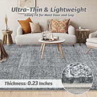 Garvee Washable Area Rug 9x12, Soft Low Pile Vintage Patchwork Large Area Rug Non-Slip Indoor Floor Carpet for Living Room Bedroom Dining Room, Grey