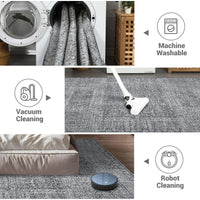 Garvee Washable Area Rug 9x12, Soft Low Pile Vintage Patchwork Large Area Rug Non-Slip Indoor Floor Carpet for Living Room Bedroom Dining Room, Grey