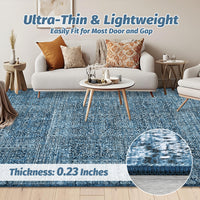 Garvee 8x10 Area Rug Washable, Soft Low Pile Vintage Patchwork Large Area Rug Non-Slip Indoor Floor Carpet for Living Room Bedroom Dining Room, Navy Blue