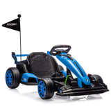 Garvee Ride - G Series: 24V Electric Drift Kart for Kids, Ride Car with Adjustable Seat & 7.5MPH Speed, EVA Silent Wheels, Parent-Safety Certified Ride-On Toy - Blue - Blue