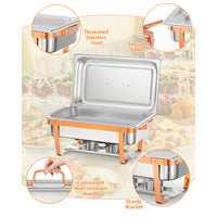 Garvee Chafing Dish Buffet Set, 8QT 2 Pack, Rectangle Chafing Dishes for Buffet w/Lid Holder, Stainless Steel Chafer Food Warmers Servers with Spoon and Tweezers for Kitchen Party Banquet Dining, Rose Gold