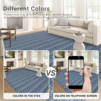 Garvee Modern Grey Blue 2x6 Washable Runner Rugs, Woven Pattern Hallway Rugs with Non-Slip Backing, Soft Low Pile Area Rugs, Non-Shedding Contemporary Floor Carpet for Bedroom, Laundry