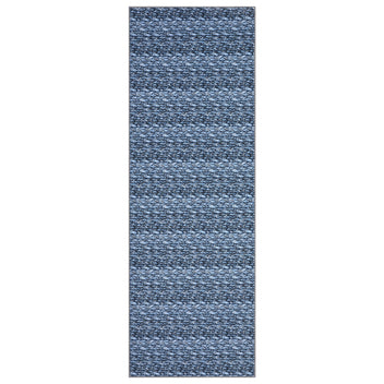 Garvee Modern Grey Blue 2x6 Washable Runner Rugs, Woven Pattern Hallway Rugs with Non-Slip Backing, Soft Low Pile Area Rugs, Non-Shedding Contemporary Floor Carpet for Bedroom, Laundry
