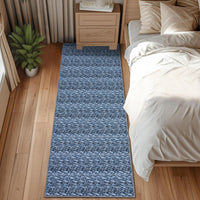 Garvee Modern Grey Blue 2x6 Washable Runner Rugs, Woven Pattern Hallway Rugs with Non-Slip Backing, Soft Low Pile Area Rugs, Non-Shedding Contemporary Floor Carpet for Bedroom, Laundry
