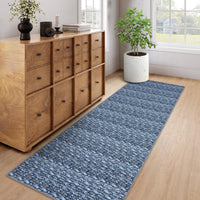 Garvee Modern Grey Blue 2x6 Washable Runner Rugs, Woven Pattern Hallway Rugs with Non-Slip Backing, Soft Low Pile Area Rugs, Non-Shedding Contemporary Floor Carpet for Bedroom, Laundry