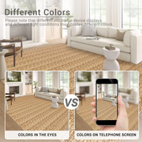 Garvee Modern Beige Camel 9x12 Washable Living Room Rugs Large Modern Woven Pattern Accent Rugs, Non-Slip Soft Low Pile Area Rugs, Non-Shedding Contemporary Indoor Carpet for Bedroom, Office