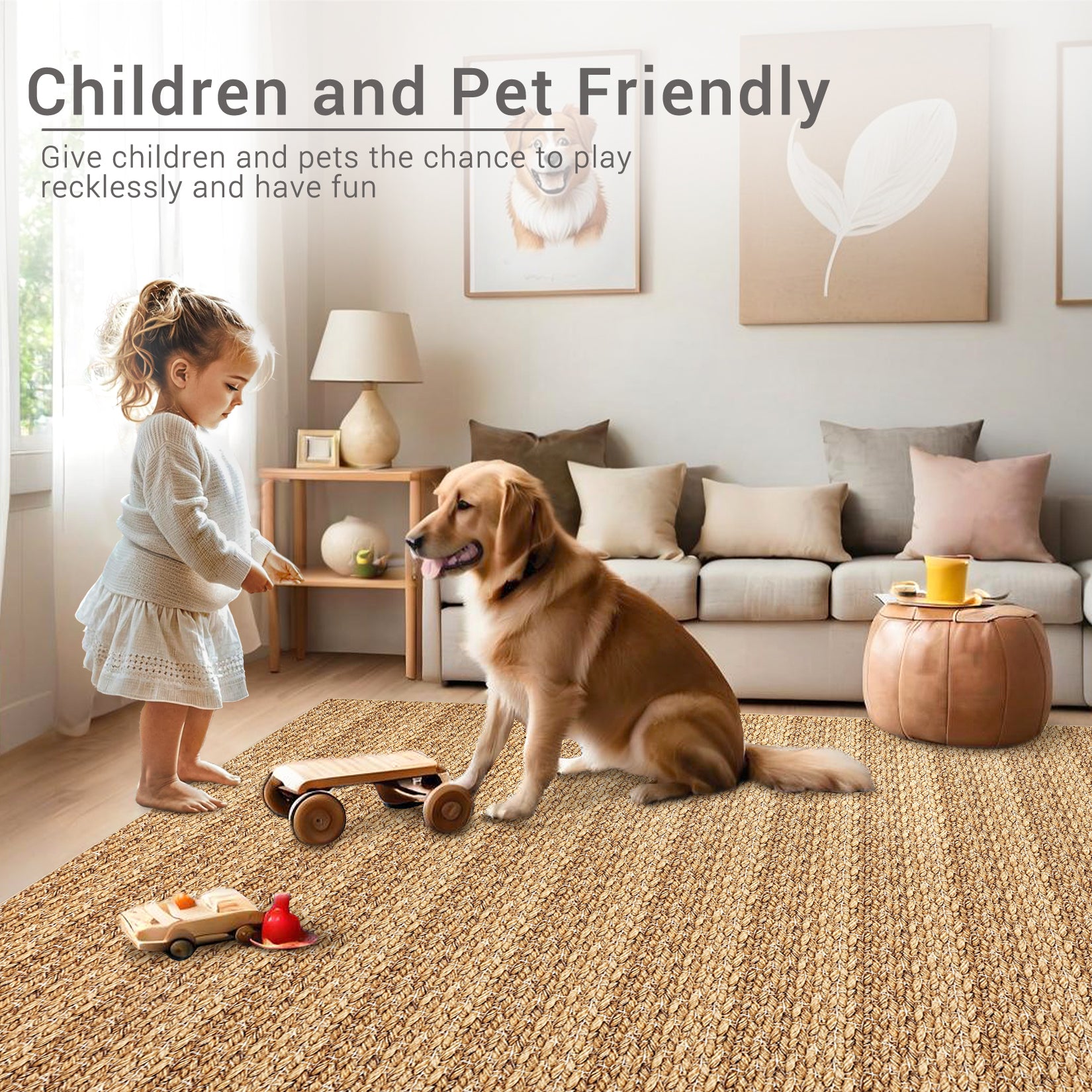 Garvee Modern Beige Camel 9x12 Washable Living Room Rugs Large Modern Woven Pattern Accent Rugs, Non-Slip Soft Low Pile Area Rugs, Non-Shedding Contemporary Indoor Carpet for Bedroom, Office