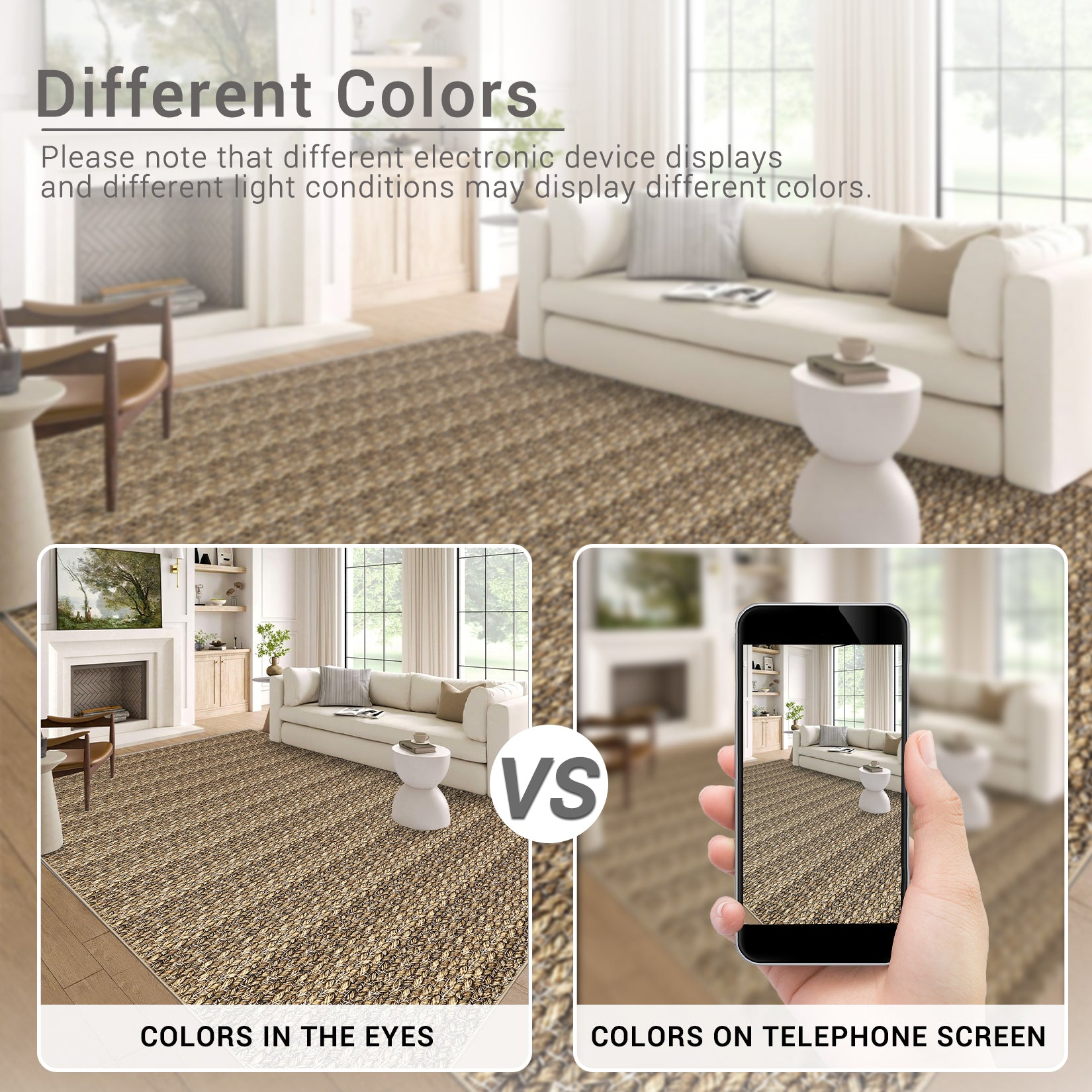 Garvee Modern Brown 10x13 Large Area Rugs, Non-Slip Modern Woven Pattern Living Room Rugs, Washable Soft Low Pile Accent Rugs, Non-Shedding Contemporary Floor Carpet for Office, Bedroom