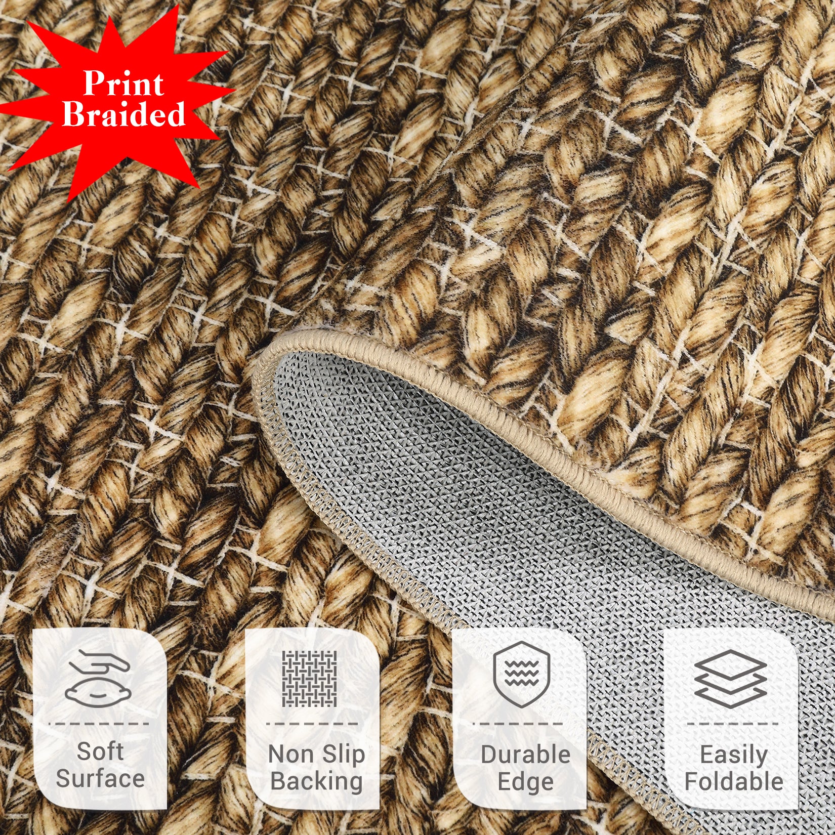 Garvee Modern Brown 10x13 Large Area Rugs, Non-Slip Modern Woven Pattern Living Room Rugs, Washable Soft Low Pile Accent Rugs, Non-Shedding Contemporary Floor Carpet for Office, Bedroom