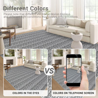 Garvee Modern Grey 8x10 Washable Area Rugs, Large Modern Woven Pattern Accent Rugs, Non-Slip Soft Low Pile Floor Carpet, Non-Shedding Contemporary Indoor Carpet for Bedroom, Living Room