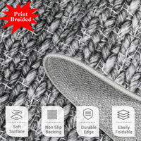 Garvee Modern Grey 8x10 Washable Area Rugs, Large Modern Woven Pattern Accent Rugs, Non-Slip Soft Low Pile Floor Carpet, Non-Shedding Contemporary Indoor Carpet for Bedroom, Living Room