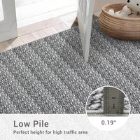 Garvee Modern Grey 8x10 Washable Area Rugs, Large Modern Woven Pattern Accent Rugs, Non-Slip Soft Low Pile Floor Carpet, Non-Shedding Contemporary Indoor Carpet for Bedroom, Living Room