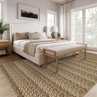 Garvee Modern Brown 10x13 Large Area Rugs, Non-Slip Modern Woven Pattern Living Room Rugs, Washable Soft Low Pile Accent Rugs, Non-Shedding Contemporary Floor Carpet for Office, Bedroom