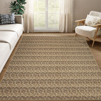 Garvee Modern Brown 10x13 Large Area Rugs, Non-Slip Modern Woven Pattern Living Room Rugs, Washable Soft Low Pile Accent Rugs, Non-Shedding Contemporary Floor Carpet for Office, Bedroom