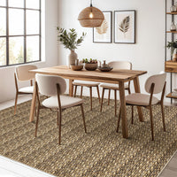 Garvee Modern Brown 10x13 Large Area Rugs, Non-Slip Modern Woven Pattern Living Room Rugs, Washable Soft Low Pile Accent Rugs, Non-Shedding Contemporary Floor Carpet for Office, Bedroom