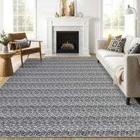 Garvee Modern Grey 8x10 Washable Area Rugs, Large Modern Woven Pattern Accent Rugs, Non-Slip Soft Low Pile Floor Carpet, Non-Shedding Contemporary Indoor Carpet for Bedroom, Living Room
