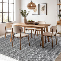 Garvee Modern Grey 8x10 Washable Area Rugs, Large Modern Woven Pattern Accent Rugs, Non-Slip Soft Low Pile Floor Carpet, Non-Shedding Contemporary Indoor Carpet for Bedroom, Living Room