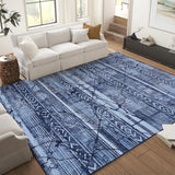 Garvee Boho Navy Blue 10x13 Large Living Room Rugs, Geometric Marble Boho Area Rugs for Bedroom Ultra Thin Non-Slip Washable Indoor Rugs Floor Carpet for Dining Room - Navy Blue