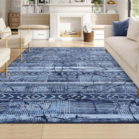 Garvee Boho Navy Blue 10x13 Large Living Room Rugs, Geometric Marble Boho Area Rugs for Bedroom Ultra Thin Non-Slip Washable Indoor Rugs Floor Carpet for Dining Room