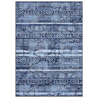 Garvee Boho Navy Blue 8x10 Large Living Room Rugs, Washable Geometric Marble Boho Area Rugs for Bedroom Ultra Thin Non-Slip Indoor Rugs Floor Carpet for Dining Room