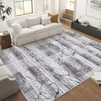 Garvee Boho Light Grey 10x13 Large Living Room Rugs, Geometric Marble Boho Area Rugs for Bedroom Ultra Thin Non-Slip Washable Indoor Rugs Floor Carpet for Dining Room