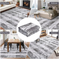 Garvee Boho Light Grey 10x13 Large Living Room Rugs, Geometric Marble Boho Area Rugs for Bedroom Ultra Thin Non-Slip Washable Indoor Rugs Floor Carpet for Dining Room